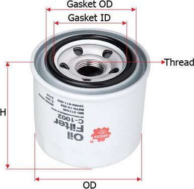 SAKURA Automotive C-1002 - Öljynsuodatin inparts.fi