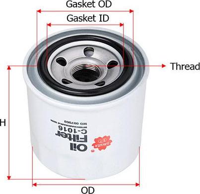 SAKURA Automotive C-1016 - Öljynsuodatin inparts.fi