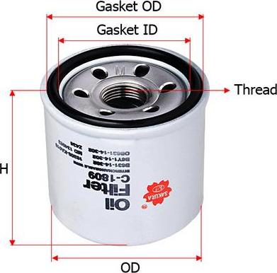 SAKURA Automotive C-1809 - Öljynsuodatin inparts.fi