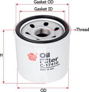 SAKURA Automotive C-17410 - Öljynsuodatin inparts.fi