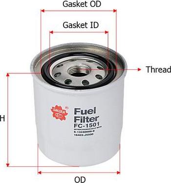 SAKURA Automotive FC-1501 - Polttoainesuodatin inparts.fi