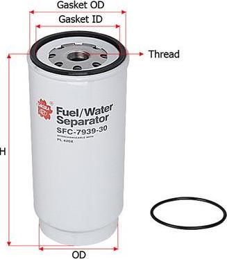 SAKURA Automotive SFC-7939-30 - Polttoaineen vedenerotin inparts.fi