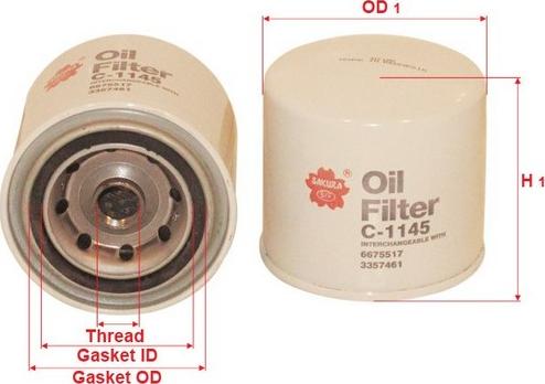 Sakura Filters AU C-1145 - Öljynsuodatin inparts.fi