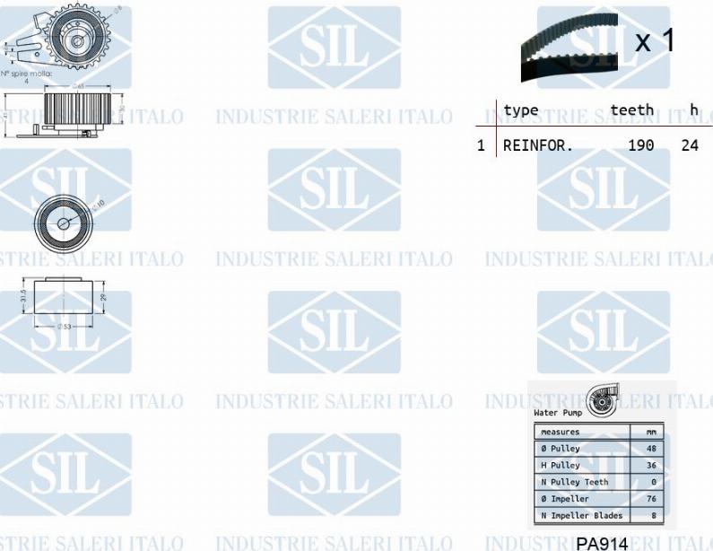 Saleri SIL K5PA922 - Vesipumppu + jakohihnasarja inparts.fi