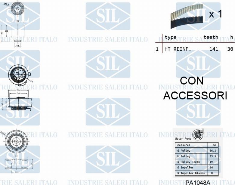 Saleri SIL K5PA1048A - Vesipumppu + jakohihnasarja inparts.fi