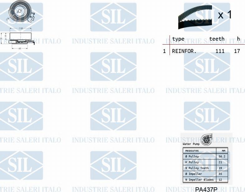 Saleri SIL K1PA437P - Vesipumppu + jakohihnasarja inparts.fi