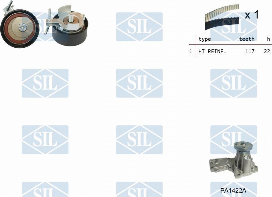 Saleri SIL K3PA1422A - Vesipumppu + jakohihnasarja inparts.fi