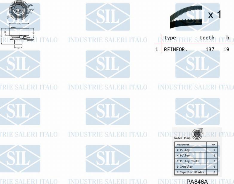 Saleri SIL K2PA846A - Vesipumppu + jakohihnasarja inparts.fi