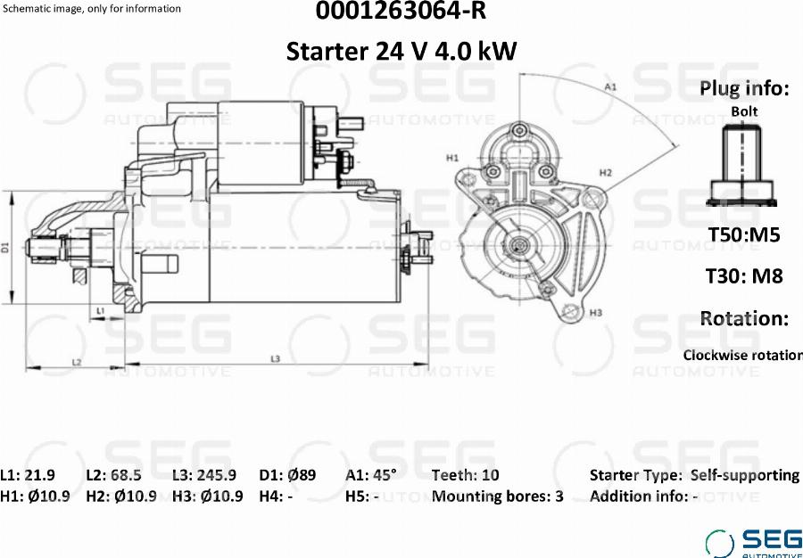 SEG AUTOMOTIVE 0001263064-R - Käynnistinmoottori inparts.fi