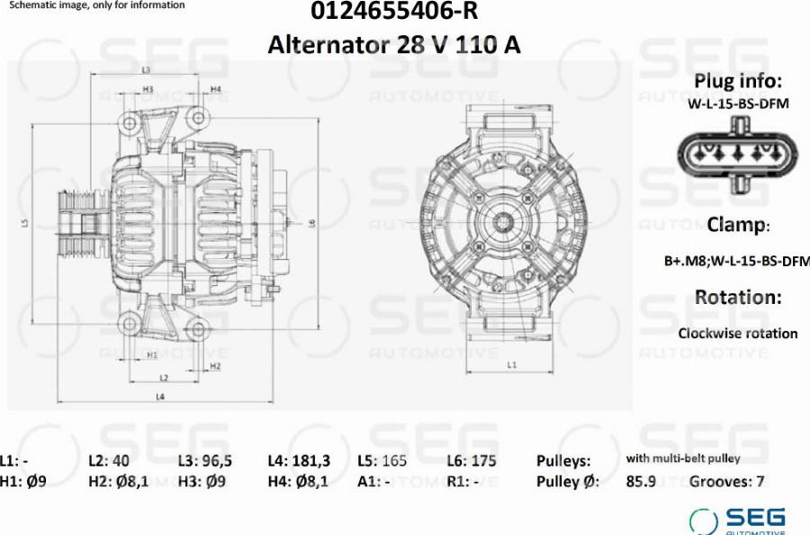 SEG AUTOMOTIVE 0124655406-R - Laturi inparts.fi