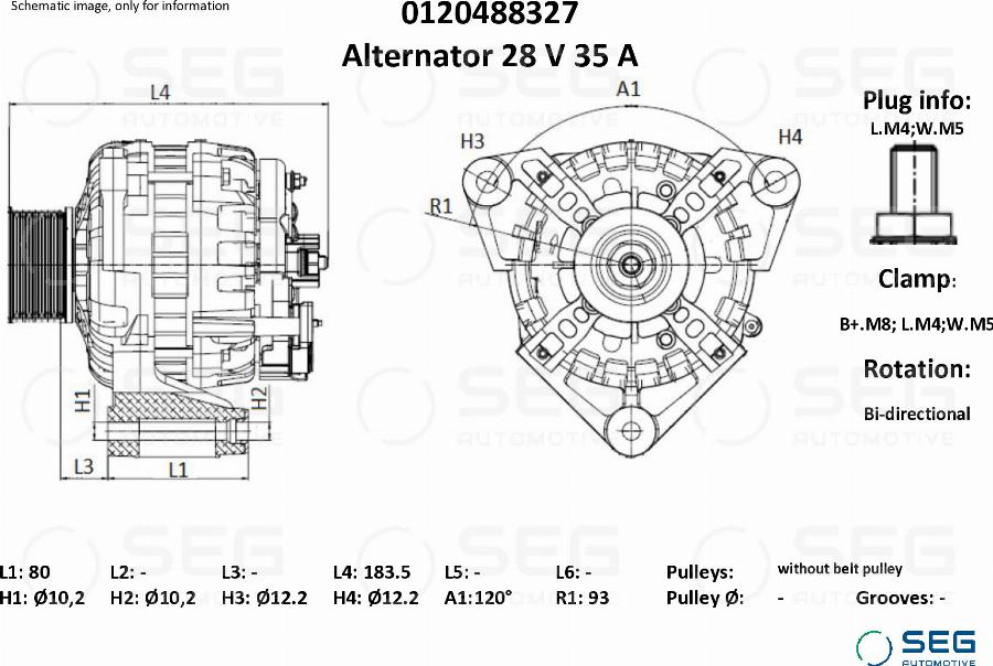 SEG AUTOMOTIVE 0120488327 - Laturi inparts.fi