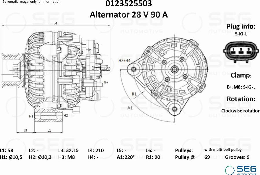 SEG AUTOMOTIVE 0123525503 - Laturi inparts.fi