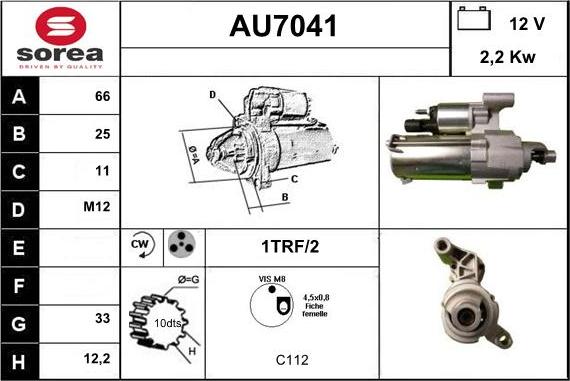 Sera AU7041 - Käynnistinmoottori inparts.fi
