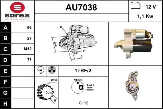 Sera AU7038 - Käynnistinmoottori inparts.fi