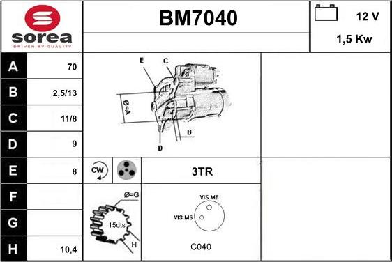 Sera BM7040 - Käynnistinmoottori inparts.fi
