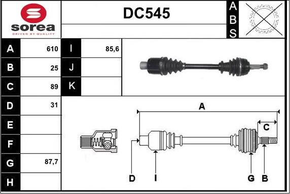 Sera DC545 - Vetoakseli inparts.fi