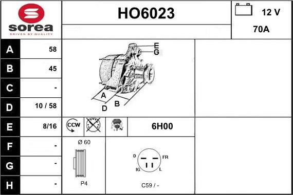 Sera HO6023 - Laturi inparts.fi