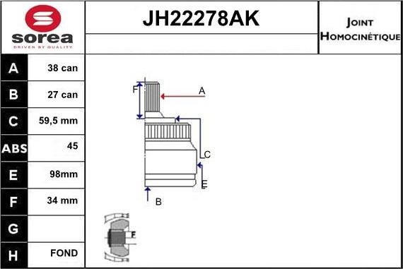 Sera JH22278AK - Nivelsarja, vetoakseli inparts.fi