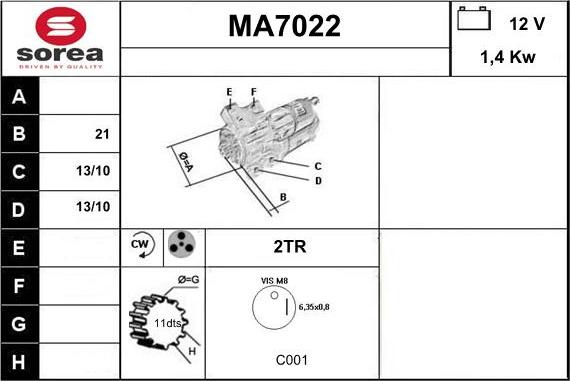 Sera MA7022 - Käynnistinmoottori inparts.fi