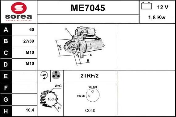 Sera ME7045 - Käynnistinmoottori inparts.fi