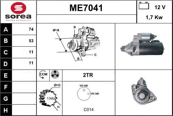 Sera ME7041 - Käynnistinmoottori inparts.fi
