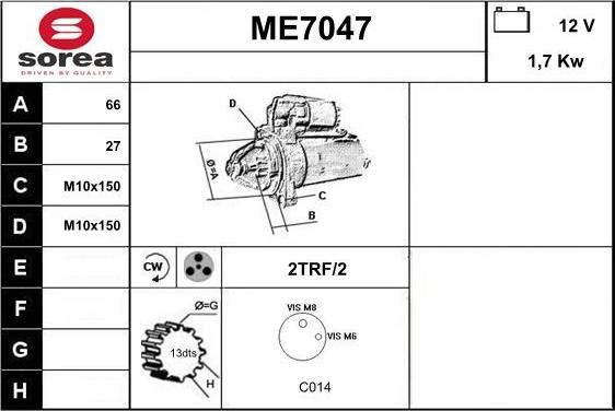 Sera ME7047 - Käynnistinmoottori inparts.fi