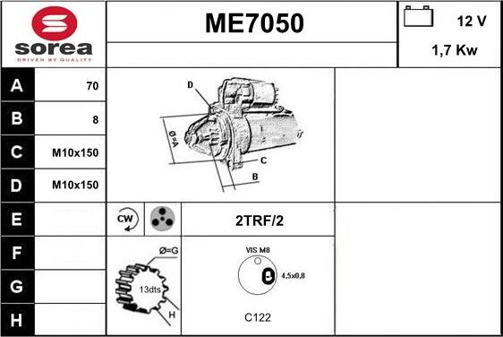 Sera ME7050 - Käynnistinmoottori inparts.fi