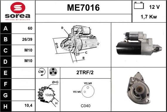 Sera ME7016 - Käynnistinmoottori inparts.fi