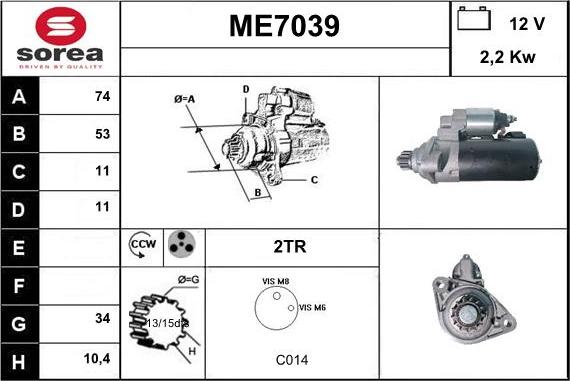Sera ME7039 - Käynnistinmoottori inparts.fi