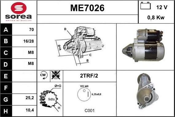 Sera ME7026 - Käynnistinmoottori inparts.fi