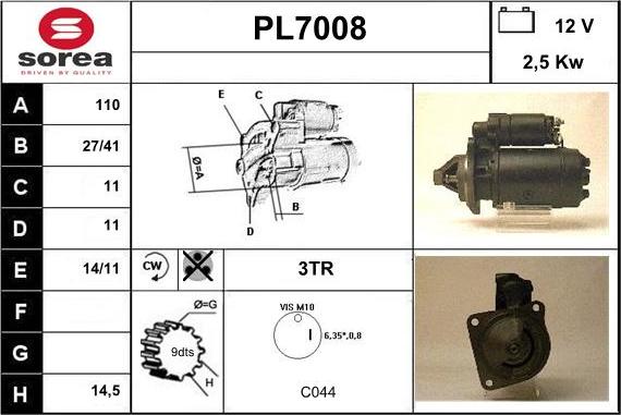 Sera PL7008 - Käynnistinmoottori inparts.fi