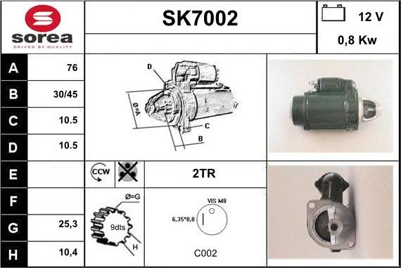 Sera SK7002 - Käynnistinmoottori inparts.fi