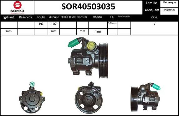 Sera SOR40503035 - Hydrauliikkapumppu, ohjaus inparts.fi