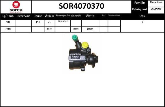 Sera SOR4070370 - Hydrauliikkapumppu, ohjaus inparts.fi