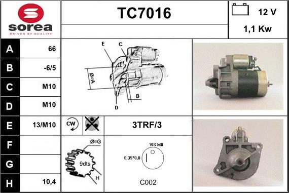 Sera TC7016 - Käynnistinmoottori inparts.fi