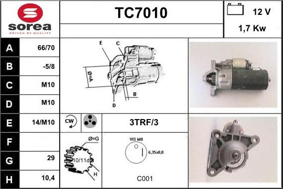 Sera TC7010 - Käynnistinmoottori inparts.fi