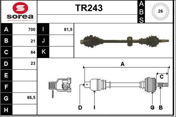 Sera TR243 - Vetoakseli inparts.fi