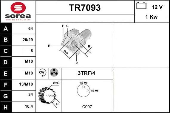 Sera TR7093 - Käynnistinmoottori inparts.fi