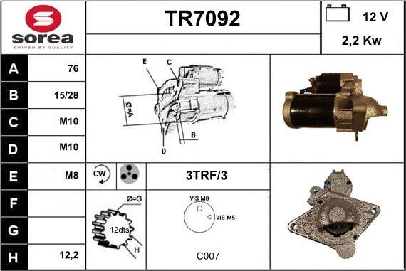 Sera TR7092 - Käynnistinmoottori inparts.fi