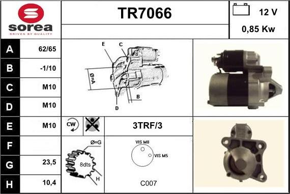 Sera TR7066 - Käynnistinmoottori inparts.fi