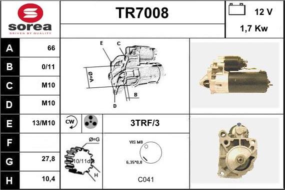 Sera TR7008 - Käynnistinmoottori inparts.fi
