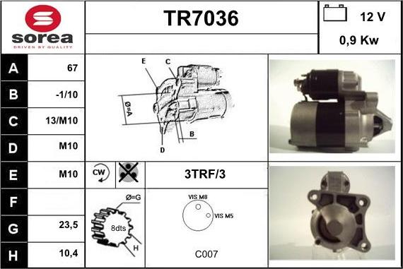 Sera TR7036 - Käynnistinmoottori inparts.fi
