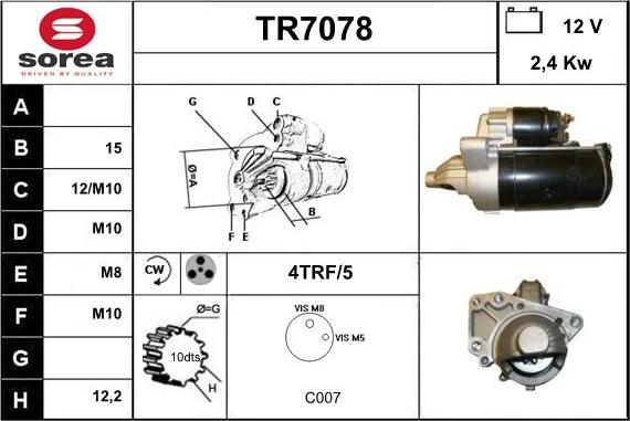 Sera TR7078 - Käynnistinmoottori inparts.fi