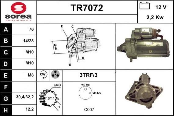 Sera TR7072 - Käynnistinmoottori inparts.fi