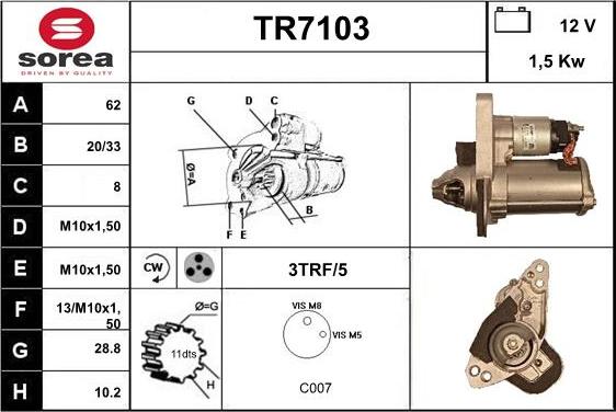 Sera TR7103 - Käynnistinmoottori inparts.fi