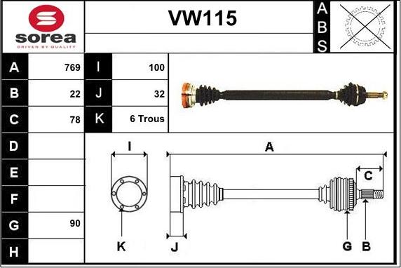 Sera VW115 - Vetoakseli inparts.fi