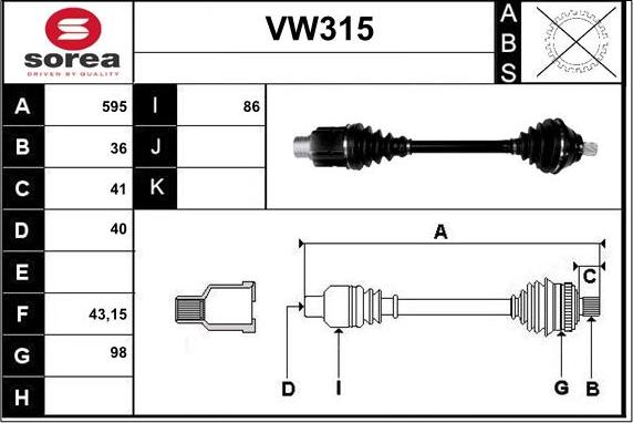 Sera VW315 - Vetoakseli inparts.fi