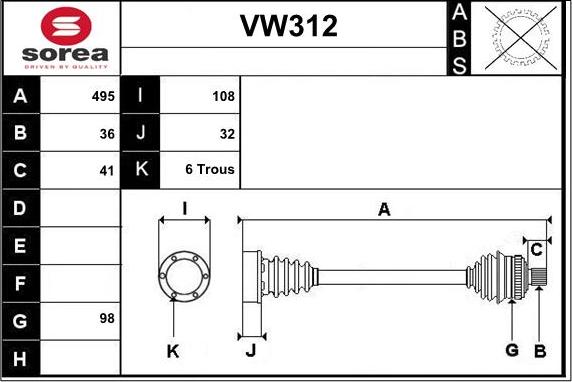 Sera VW312 - Vetoakseli inparts.fi