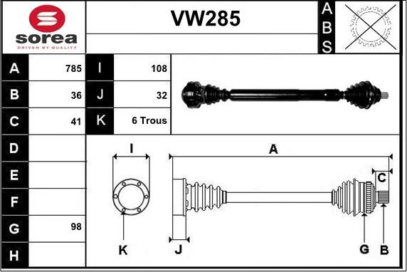 Sera VW285 - Vetoakseli inparts.fi