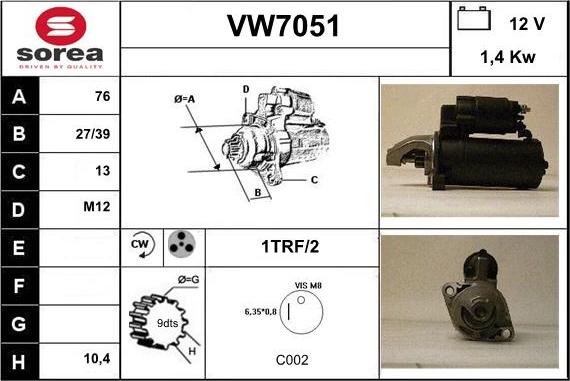 Sera VW7051 - Käynnistinmoottori inparts.fi